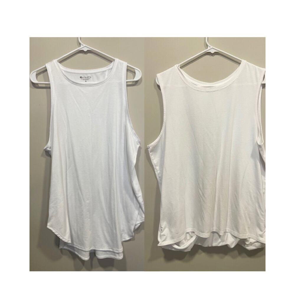 Athleta Set of 2 Tanks White Cotton Breathable Athletic Tops Size XL